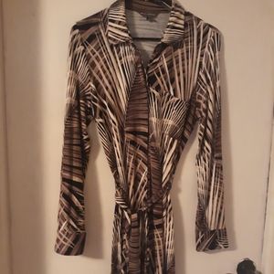 Knit classic wrap shirt dress